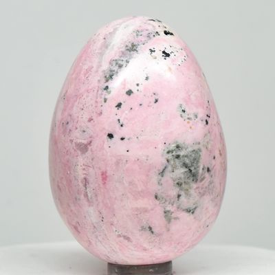 61mm Pink Rhodochrosite Egg Natural Crystal Sparkling Mineral Polished Gemstone - Peru + Stand