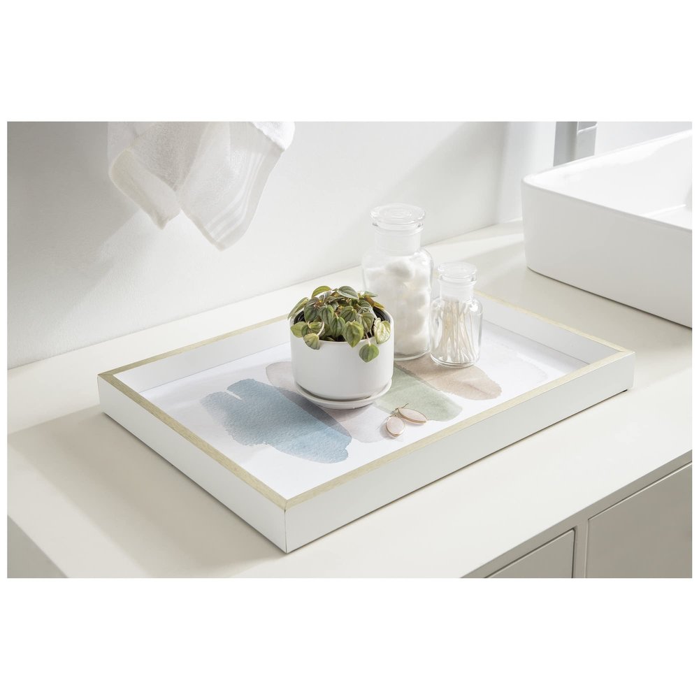 13x19 Inch Decorative Wood Ottoman/Coffee Table Tray Featuring Natural Swatches
