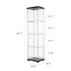 Zacis 4-Tier Tempered Glass Display Cabinet with Glass Door, Floor Standing Curio Cabinet Collection Showcase, 17" W x 14.5" D x 64" H (Black) view 2