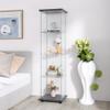 Zacis 4-Tier Tempered Glass Display Cabinet with Glass Door, Floor Standing Curio Cabinet Collection Showcase, 17" W x 14.5" D x 64" H (Black) view 3