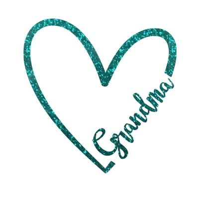 Bleacher Spirit Grandma Heart Iron On Decal, Family Heat Transfer Shirt Patch, DIY Craft, Pick Size and Color (Emerald Glitter)
