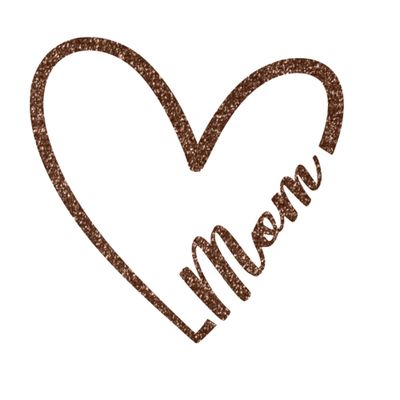 Bleacher Spirit Mom Heart Iron on Decal for Mothers Day Shirt Transfer Patch Applique, DIY Craft, Brown Glitter