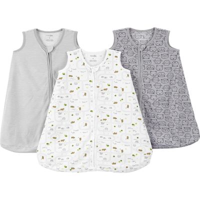 Simple Joys by Carter's Baby 3-Pack Cotton Wearable Blankets, Animals/Stripes, Large
