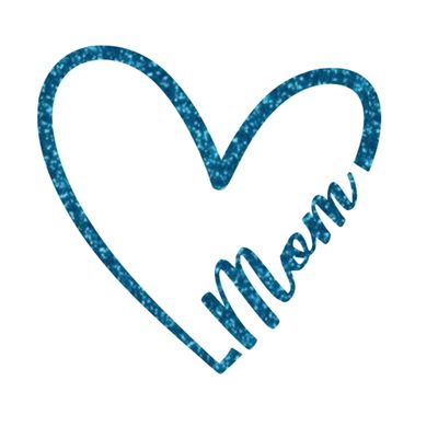 Bleacher Spirit Mama Heart Iron On Transfer for Shirts, Blue Glitter