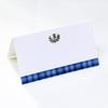 Place Cards with Blue Tartan Plaid and Scottish Thistle Design for Weddings, Showers, and Holiday and Dinner Parties. Table Tent Style, Scored for easy folding. (12) view 1