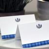 Place Cards with Blue Tartan Plaid and Scottish Thistle Design for Weddings, Showers, and Holiday and Dinner Parties. Table Tent Style, Scored for easy folding. (12) view 2