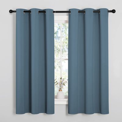 NICETOWN Room Darkening Curtains 63" Length, Thermal Insulated Blackout Panels for Bedroom Bathroom Office Kitchen Playroom Kids Room Nursery Decoration (Smoky Blue, 2 Panels, W42 x L63 -Inch)