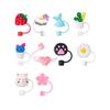 10pcs Cartoon Straw Toppers Reusable Drinking Straw Caps Cute Covers Tumbler Cups Tips Lids Protectors Cup Accessories view 1