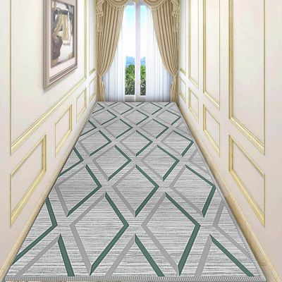 Grey Grid Hallway Carpet Runner with Non Slip Backing, 100cm 1.5m 2m 250cm 300cm 4m 5m 6m Runner Rug for Kitchen Hall Stairs Area Rugs (Size : 2.3 ft x 11.5 ft)