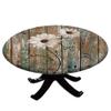 VBTGVE Rustic Floral Round Fitted Tablecloth, Farmhouse Old Wooden Garage Door American Country Farm Style, Suitable for Restaurant Kitchen Parties, Fit for 48" Table, view 1