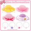 Zhanmai 4 Pcs Girl Tea Party Hats with Bracelets, Straw Sun Dress up view 2