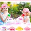 Zhanmai 4 Pcs Girl Tea Party Hats with Bracelets, Straw Sun Dress up view 3