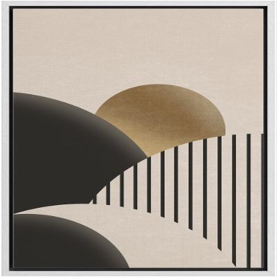 IDEA4WALL Framed Canvas Print Wall Art Black Gold Geometric Mountain Striped Sun Nature Abstract Illustrations Art Rustic Landscape Multicolor for Living Room, Bedroom, Office - 16"x24" White