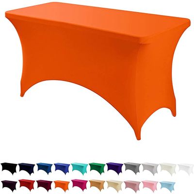 4FT/6FT/8FT/10FT Stretchable Spandex Tablecloth, 2Set Rectangular Stretch Wrinkle Resistant Table Cover for Party, Banquet, Wedding and Events