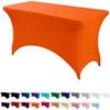 4FT/6FT/8FT/10FT Stretchable Spandex Tablecloth, 2Set Rectangular Stretch Wrinkle Resistant Table Cover for Party, Banquet, Wedding and Events view 1