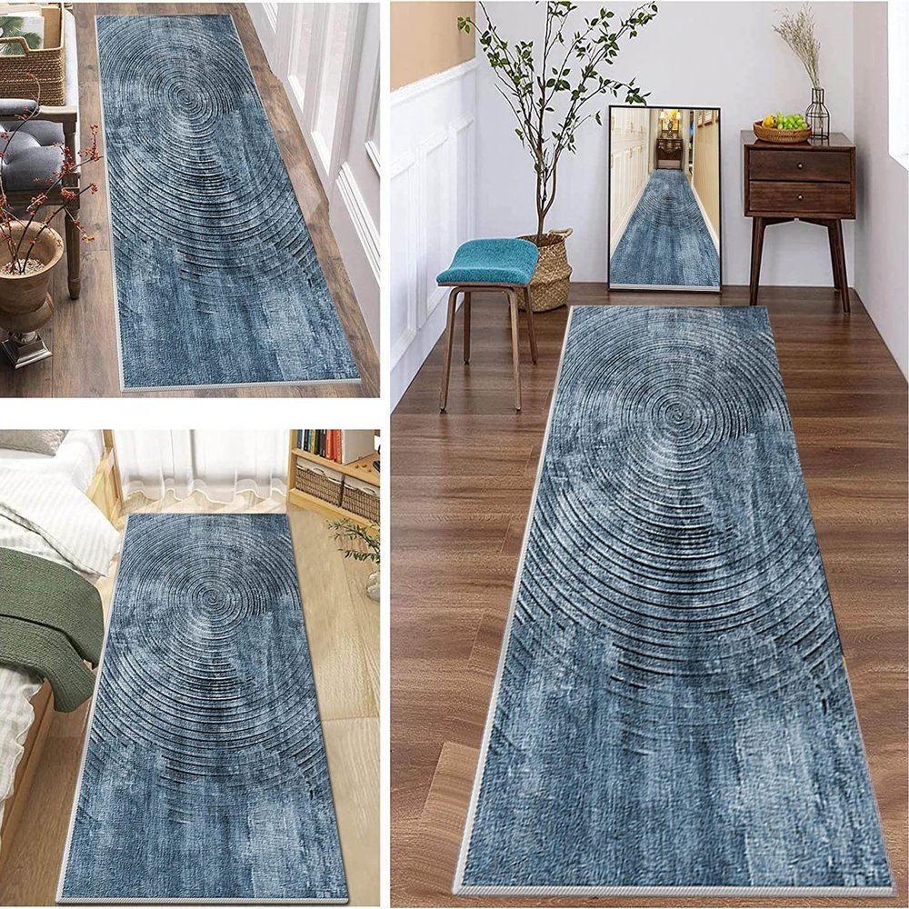 Blue Hallway Carpet Runner 100cm 1.5m 2m 250cm 300cm 4m 5m 6m Narrow Runner Rug with Non Slip Backing, Kitchen Hall Stairs Area Rugs (Size : 2.3 ft x 11.5 ft)