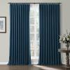 TWOPAGES Navy Pinch Pleated Room Darkening Curtain 102 Inches Long, Solid Thermal Insulated Memory Shaped Window Drapes for Bedroom,1 Panel view 1