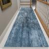 Modern Narrow Runner Rug for Hallway, Blue Non Slip Carpet Runner for Kitchen Hall Stairs 100cm 1.5m 2m 250cm 300cm 4m 5m 6m Floor Mat, Washable Area Rugs (Size : 2.3 ft x 11.5 ft) view 2