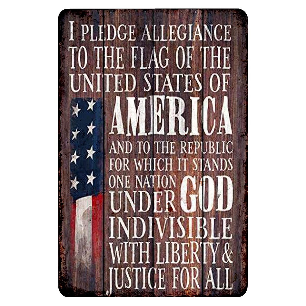 American Flag I Pledge Allegiance Metal Abstract Wall Decor Tin Metal Wall Art Metal Wall Poster 12 x16 Inches Metal Signs decor