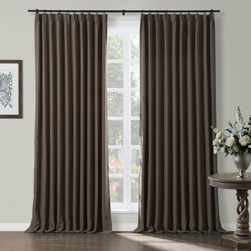 TWOPAGES Chocolate Pinch Pleated Room Darkening Curtain 102 Inches Long, Solid Thermal Insulated Memory Shaped Window Drapes for Bedroom,1 Panel