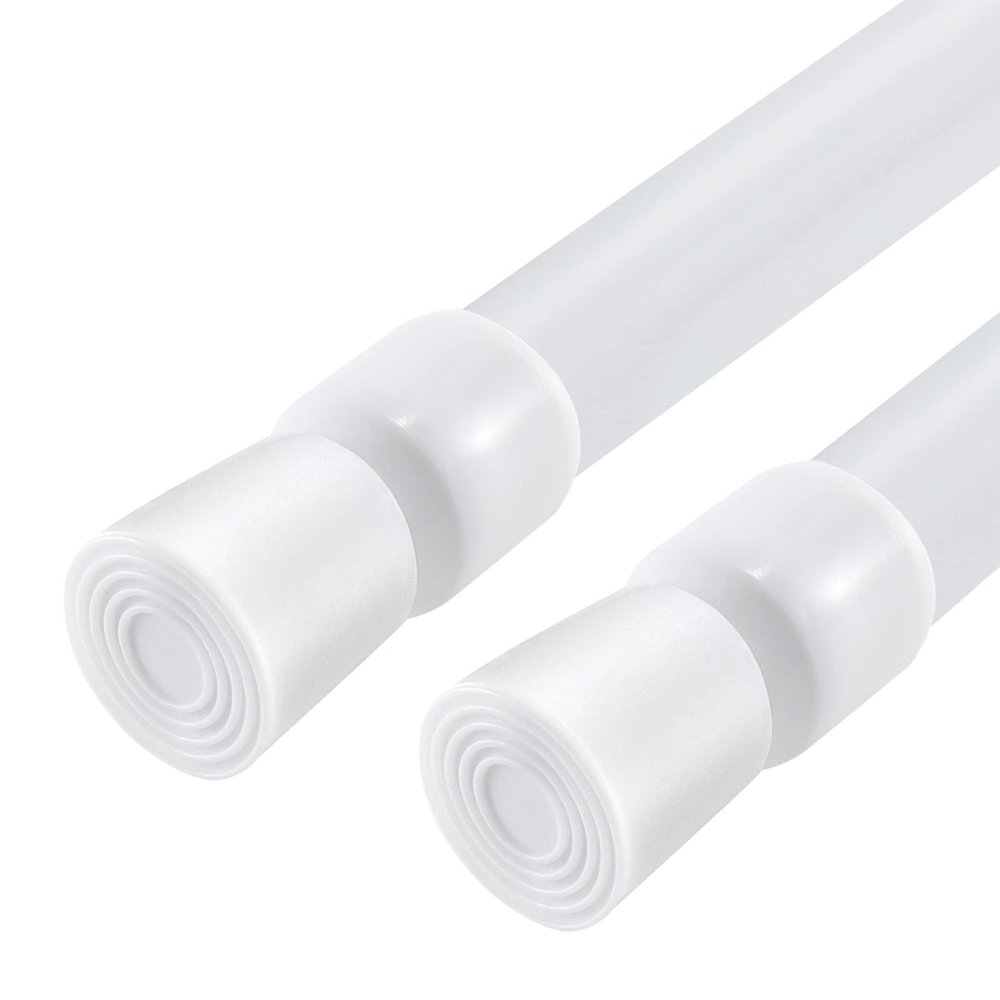 2 Pack Spring Tension Curtain Rods White Ajustable 53-98inchs, 0.86inch Diameter, Extension Spring Tension Rods Suitable for Use in Bathroom Window Screen Curtain Wardrobe (WHITE)