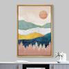 IDEA4WALL Framed Canvas Print Wall Art Marble Pastel Mountain Range Forest Nature Abstract Illustrations Modern Art Rustic Landscape Multicolor for Living Room, Bedroom, Office - 16"x24" Natural view 2