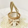 Mokylor 2pcs Mini Rattan Woven Basket with Handle, Wicker Rattan Flower Basket with cloth Insert and Bow Wedding Flower Girl Baskets for Wedding Boho Decorative view 2