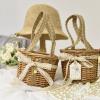 Mokylor 2pcs Mini Rattan Woven Basket with Handle, Wicker Rattan Flower Basket with cloth Insert and Bow Wedding Flower Girl Baskets for Wedding Boho Decorative view 4