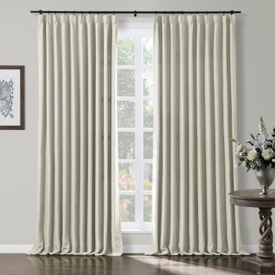 TWOPAGES Beige Pinch Pleated Room Darkening Curtain 102 Inches Long, Solid Thermal Insulated Memory Shaped Window Drapes for Bedroom,1 Panel