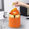 Mini Trash Can with Lid, Desktop Small Trash Can Recycling Bin Cute Metal Garbage Can for Tabletop Countertop Use,Stainless Steel 0.4Gal/1.5L Waste Bin for Office Parlor Car Bedroom,Swing Lid Open view 2