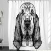 Abaysto Animal Dog Shower Curtain The Head of Dog Breed Bloodhound Graphics Sketch Black and White Cute Home Decor Polyester Fabric Shower Curtain Sets with Hooks Great Gift 36x72 Inch view 1