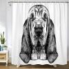 Abaysto Animal Dog Shower Curtain The Head of Dog Breed Bloodhound Graphics Sketch Black and White Cute Home Decor Polyester Fabric Shower Curtain Sets with Hooks Great Gift 36x72 Inch view 2