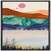 IDEA4WALL Framed Canvas Print Wall Art Marble Watercolor Mountain Range Forest Nature Abstract Illustrations Modern Art Rustic Landscape Multicolor for Living Room, Bedroom, Office - 16"x24" Black view 1