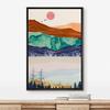 IDEA4WALL Framed Canvas Print Wall Art Marble Watercolor Mountain Range Forest Nature Abstract Illustrations Modern Art Rustic Landscape Multicolor for Living Room, Bedroom, Office - 16"x24" Black view 2