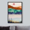 IDEA4WALL Framed Canvas Print Wall Art Marble Watercolor Mountain Range Forest Nature Abstract Illustrations Modern Art Rustic Landscape Multicolor for Living Room, Bedroom, Office - 16"x24" Black view 3