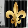Abaysto Flower Gold Fleur De Lis Decor Shower Curation Royal Tattoo Architecture Badge Carved Classic Bathroom Decor Polyester Fabric Shower Curtain Sets with Hooks 36x72 Inch view 1
