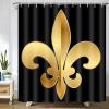 Abaysto Flower Gold Fleur De Lis Decor Shower Curation Royal Tattoo Architecture Badge Carved Classic Bathroom Decor Polyester Fabric Shower Curtain Sets with Hooks 36x72 Inch view 2