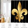Abaysto Flower Gold Fleur De Lis Decor Shower Curation Royal Tattoo Architecture Badge Carved Classic Bathroom Decor Polyester Fabric Shower Curtain Sets with Hooks 36x72 Inch view 3