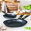 BRA Daily Pro Set of 3 Cast Aluminium Frying Pans 20  24  28 cm Non-Stick Three-Layer PFOA-Free Suitable for All Hobs and Induction, Black and Yellow view 2