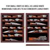 Jinchuan Knife Display Case Pocket Knife Display Stand Military Folding Knife Shadow Box Wall Cabinet with Uv Protection Acrylic Lockable, Cherry view 4