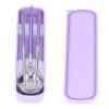 Chopstick Fork and Spoon Combo, Portable Utensil Set with Case Stainless Steel Cutlery Reusable Flatware for Picnic Camping (purple) view 1