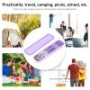 Chopstick Fork and Spoon Combo, Portable Utensil Set with Case Stainless Steel Cutlery Reusable Flatware for Picnic Camping (purple) view 2