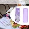 Chopstick Fork and Spoon Combo, Portable Utensil Set with Case Stainless Steel Cutlery Reusable Flatware for Picnic Camping (purple) view 3