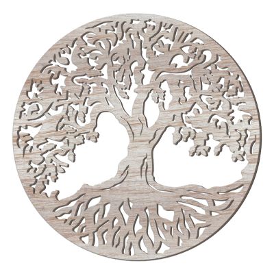 Yalikop Tree of Life Wooden Wall Art Decor Wooden Wall Sculpture 11.8 Inch Tree of Life Wood Hollowed Out Hanging Sign for Farmhouse Home Hanging Decoration Supplies(White)