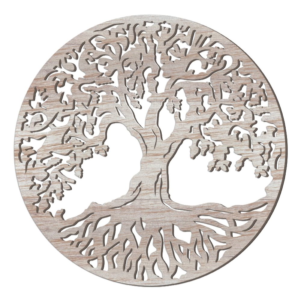Yalikop Tree of Life Wooden Wall Art Decor Wooden Wall Sculpture 11.8 Inch Tree of Life Wood Hollowed Out Hanging Sign for Farmhouse Home Hanging Decoration Supplies(White)