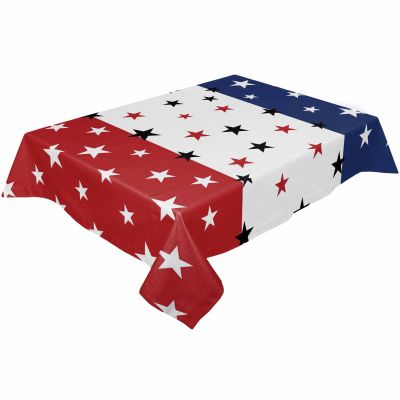 Vandarllin July 4th Tablecloths Red White Blue Waterproof Polyester Table Covers Decor for Rectangle Table,Home Dining,Outdoor,Party,Oil Proof,60"x102" Independence Day Americana Stars
