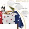 Vandarllin July 4th Tablecloths Red White Blue Waterproof Polyester Table Covers Decor for Rectangle Table,Home Dining,Outdoor,Party,Oil Proof,60"x102" Independence Day Americana Stars view 4