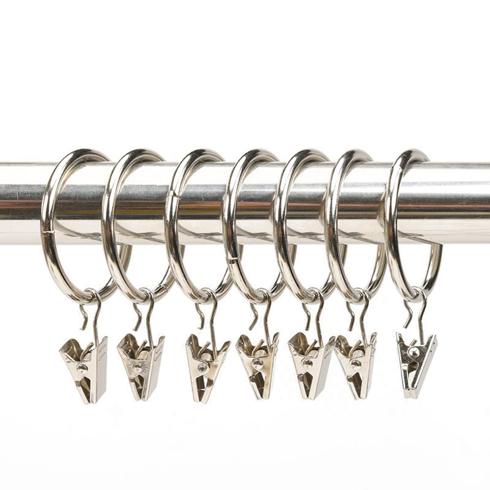 50 Pack Curtain Rings with Clips Hangers Drapes Rings Rustproof Solid Metal Clips for Drapery Bracket Eyelets Decorative Hangers,3.5mm*d32mm