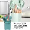 Kitchen Cooking Utensils Set, 13Pcs Non-stick Silicone Kitchen Utensils Set Heat Resistant Kitchen Tools Set with Holder Spatula Set with Wooden Handle(Light Green) view 2