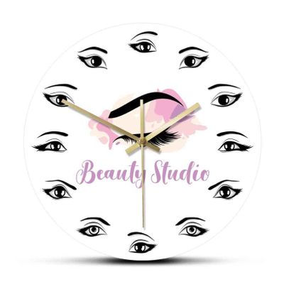 KFJZGZZ Wall Clock Beauty Salon Lash and Brow Groomer Gift Mute Printed Acrylic Wall Hanging Clock Eyelashes Beauty Studio Decor Art Wall Watch